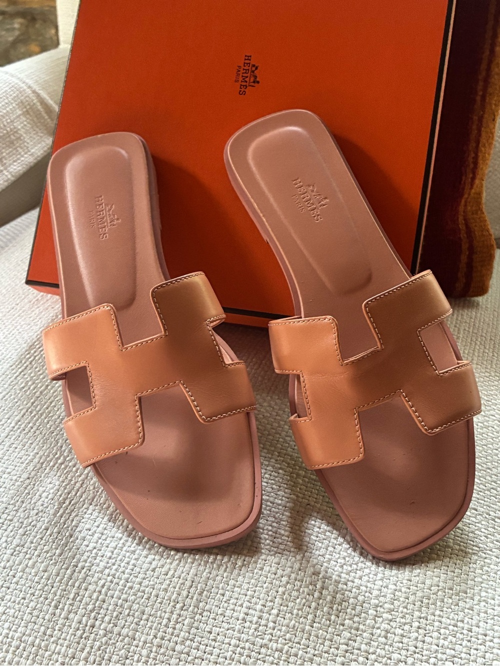 Hermes Oran Granit slide sandals